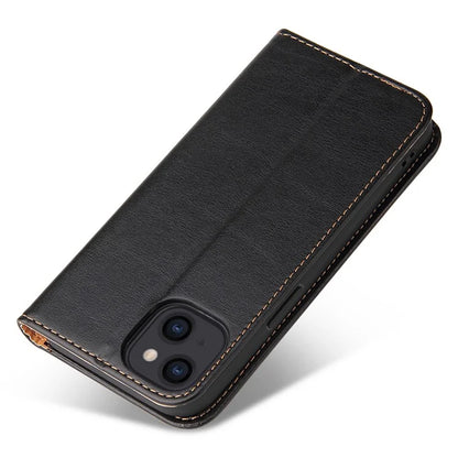 FIERRE SHANN For iPhone 15 Case Stand Wallet PU Leather Phone Cover