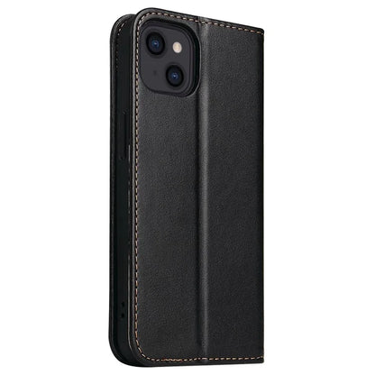 FIERRE SHANN For iPhone 15 Case Stand Wallet PU Leather Phone Cover