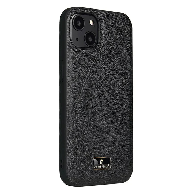 FIERRE SHANN For iPhone 15 Case Hardware Decor PU Leather+TPU Phone Cover