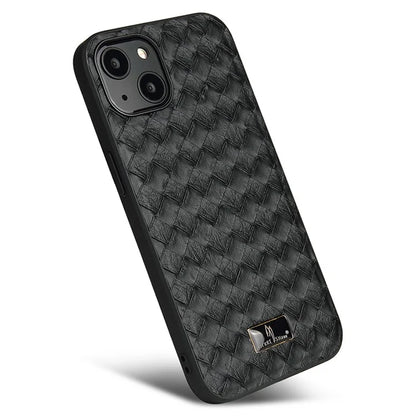 FIERRE SHANN For iPhone 15 Case Hardware Decor PU Leather+TPU Phone Cover