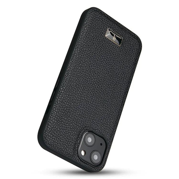 FIERRE SHANN For iPhone 15 Case Hardware Decor PU Leather+TPU Phone Cover