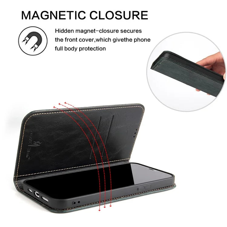 For iPhone 15 Pro Case PU Leather Stand Cell Phone Cover Wallet Tree Texture Shell