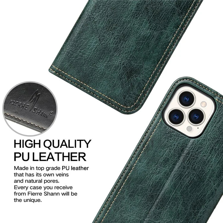 For iPhone 15 Pro Case PU Leather Stand Cell Phone Cover Wallet Tree Texture Shell