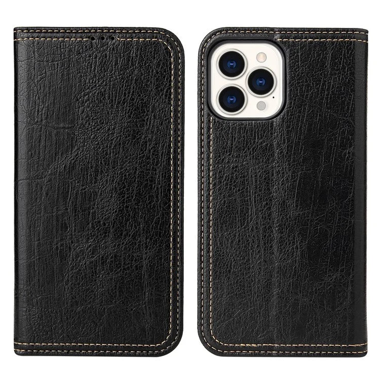 For iPhone 15 Pro Case PU Leather Stand Cell Phone Cover Wallet Tree Texture Shell