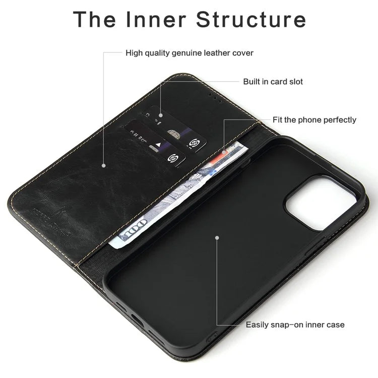 For iPhone 15 Pro Case PU Leather Stand Cell Phone Cover Wallet Tree Texture Shell