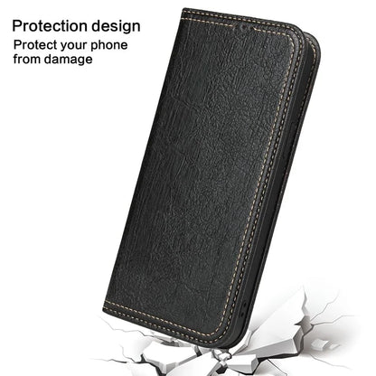 For iPhone 15 Pro Case PU Leather Stand Cell Phone Cover Wallet Tree Texture Shell