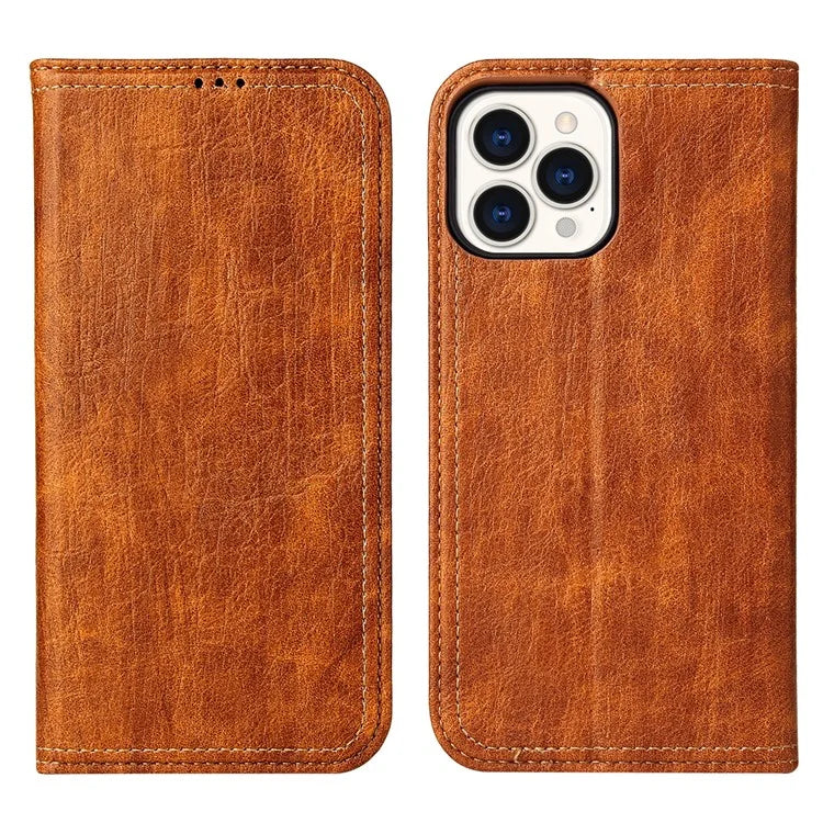 For iPhone 15 Pro Case PU Leather Stand Cell Phone Cover Wallet Tree Texture Shell