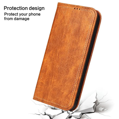 For iPhone 15 Pro Case PU Leather Stand Cell Phone Cover Wallet Tree Texture Shell