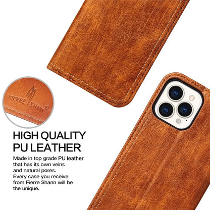 For iPhone 15 Pro Case PU Leather Stand Cell Phone Cover Wallet Tree Texture Shell