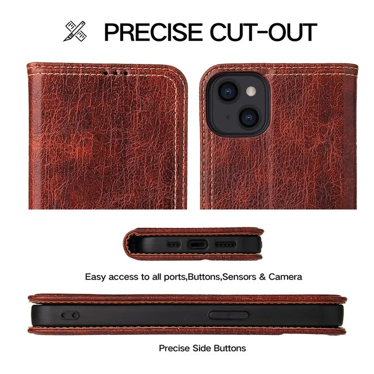 For iPhone 15 Plus Case Flip Cover PU Leather Stand Cell Phone Shell Wallet