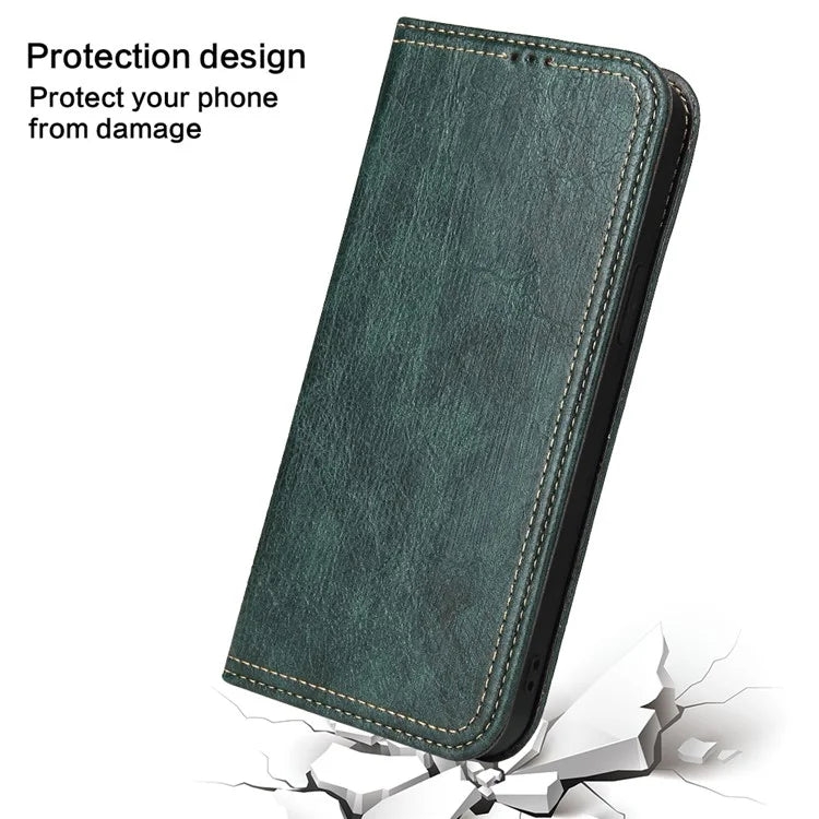 For iPhone 15 Pro Max Case Wallet Tree Texture PU Leather Stand Phone Cover