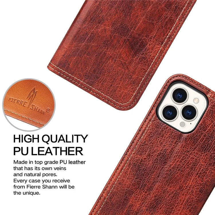 For iPhone 15 Pro Max Case Wallet Tree Texture PU Leather Stand Phone Cover