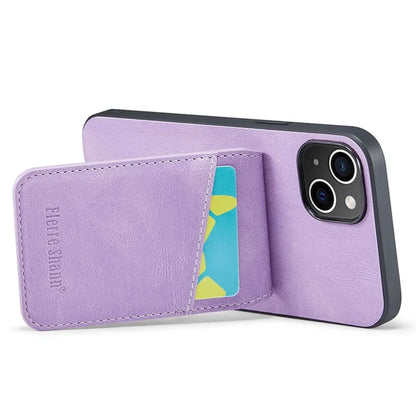 FIERRE SHANN For iPhone 15 Case Card Holder Drop Proof PU Leather+TPU Phone Cover
