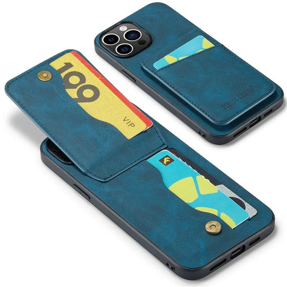 FIERRE SHANN For iPhone 15 Pro Cover Card Slots PU Leather+TPU Phone Kickstand Case