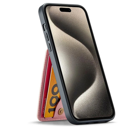 FIERRE SHANN For iPhone 15 Pro Cover Card Slots PU Leather+TPU Phone Kickstand Case