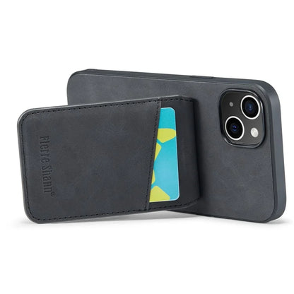 FIERRE SHANN For iPhone 15 Plus Cover RFID Blocking Card Holder PU Leather+TPU Phone Case