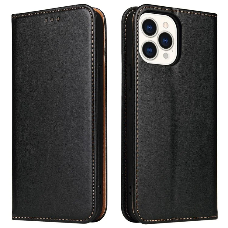 FIERRE SHANN For iPhone 15 Pro Max Case Magnetic Auto Closing Textured PU Leather Phone Cover