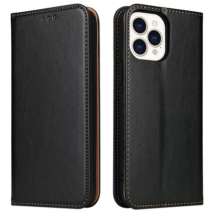 FIERRE SHANN For iPhone 15 Pro Max Case Magnetic Auto Closing Textured PU Leather Phone Cover