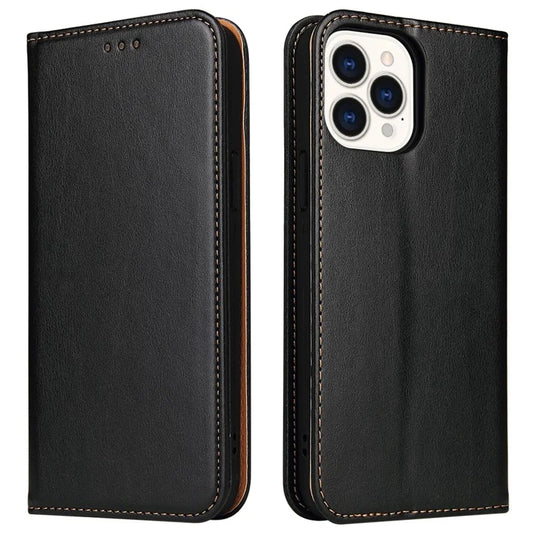 FIERRE SHANN For iPhone 15 Pro Max Case Magnetic Auto Closing Textured PU Leather Phone Cover