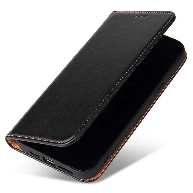 FIERRE SHANN For iPhone 15 Pro Max Case Magnetic Auto Closing Textured PU Leather Phone Cover