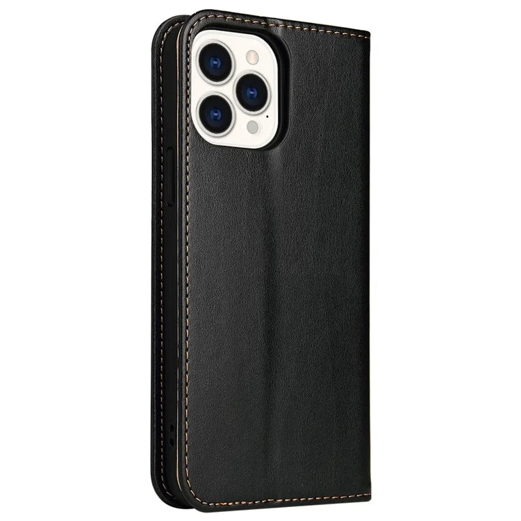 FIERRE SHANN For iPhone 15 Pro Max Case Magnetic Auto Closing Textured PU Leather Phone Cover