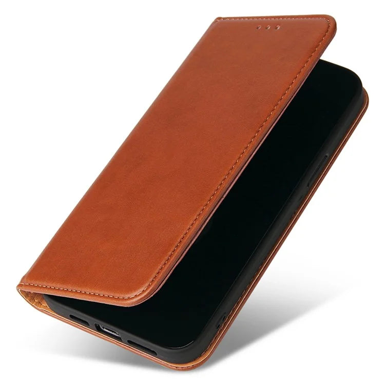 FIERRE SHANN For iPhone 15 Pro Max Case Magnetic Auto Closing Textured PU Leather Phone Cover