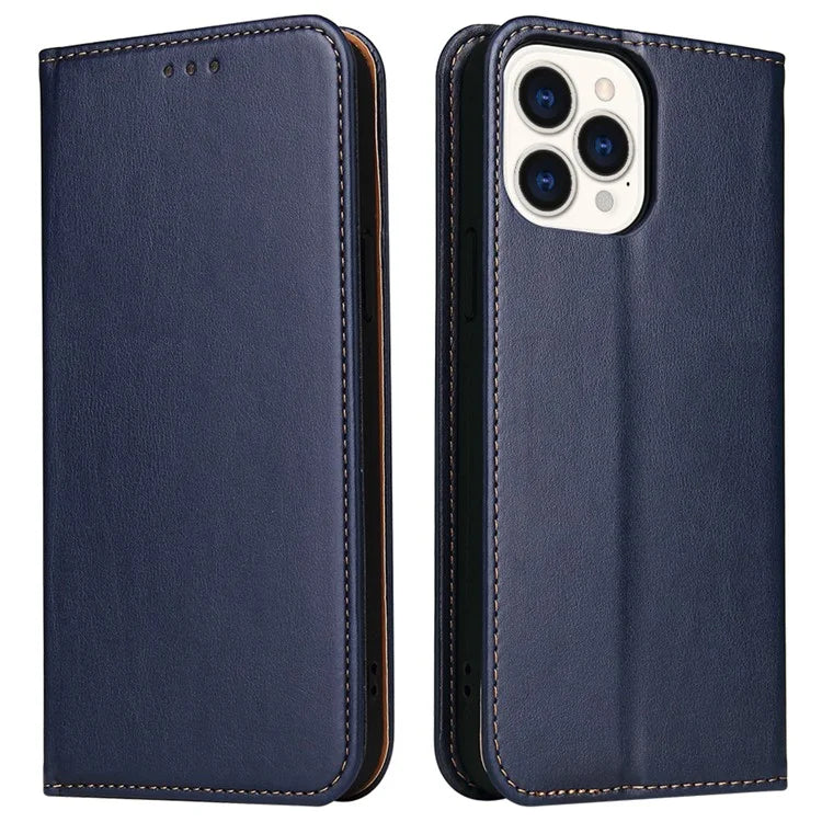 FIERRE SHANN For iPhone 15 Pro Max Case Magnetic Auto Closing Textured PU Leather Phone Cover