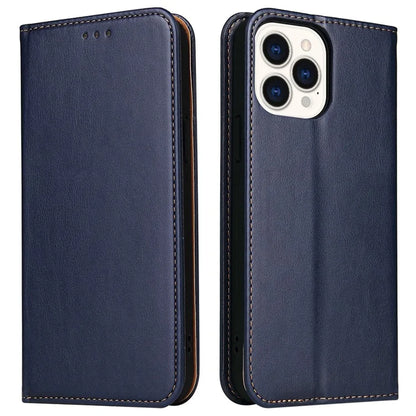 FIERRE SHANN For iPhone 15 Pro Max Case Magnetic Auto Closing Textured PU Leather Phone Cover