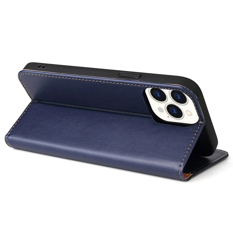 FIERRE SHANN For iPhone 15 Pro Max Case Magnetic Auto Closing Textured PU Leather Phone Cover