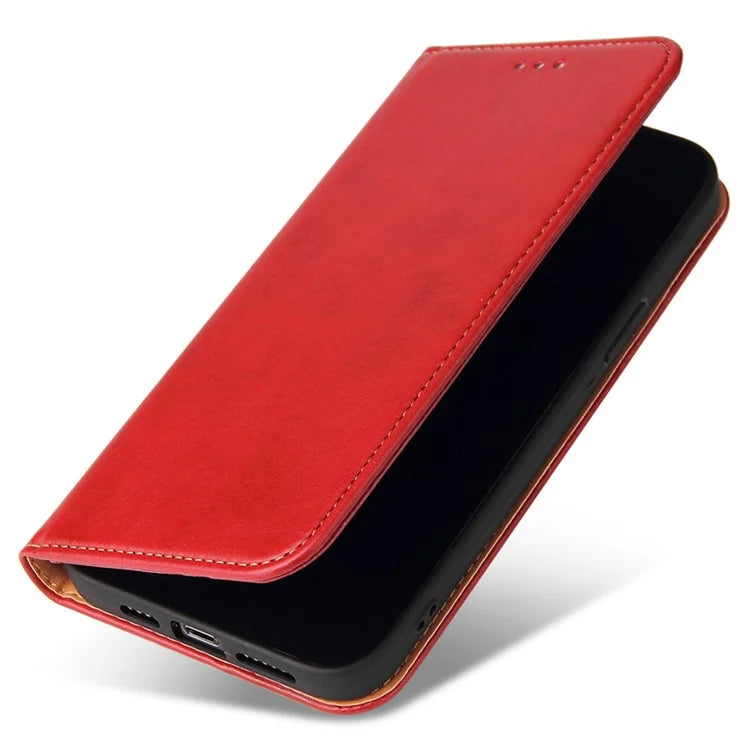 FIERRE SHANN For iPhone 15 Pro Max Case Magnetic Auto Closing Textured PU Leather Phone Cover