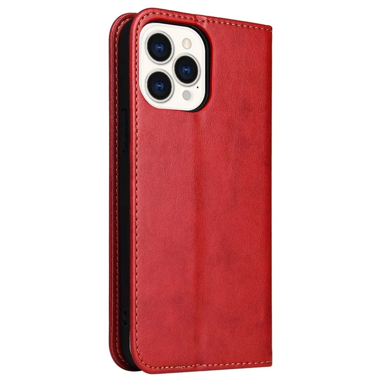 FIERRE SHANN For iPhone 15 Pro Max Case Magnetic Auto Closing Textured PU Leather Phone Cover