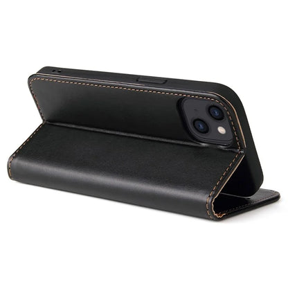 FIERRE SHANN For iPhone 15 Plus Case PU Leather Phone Cover Shockproof Phone Protector