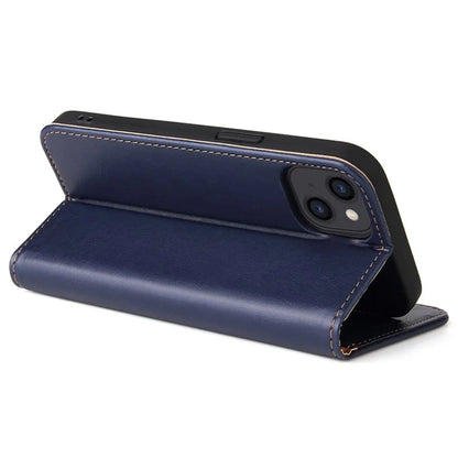FIERRE SHANN For iPhone 15 Plus Case PU Leather Phone Cover Shockproof Phone Protector