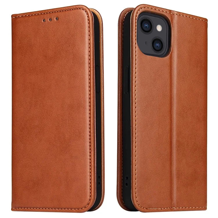 FIERRE SHANN For iPhone 15 Plus Case PU Leather Phone Cover Shockproof Phone Protector