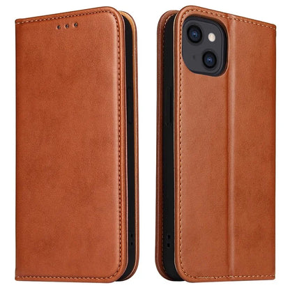 FIERRE SHANN For iPhone 15 Plus Case PU Leather Phone Cover Shockproof Phone Protector