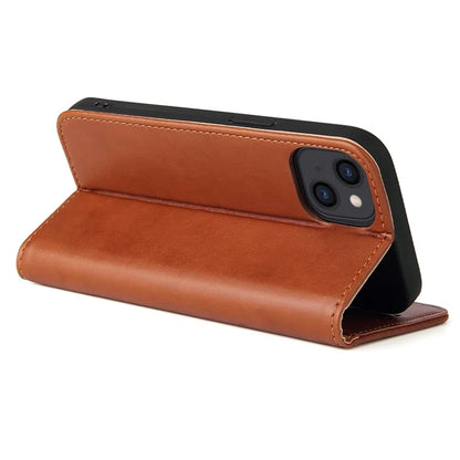 FIERRE SHANN For iPhone 15 Plus Case PU Leather Phone Cover Shockproof Phone Protector