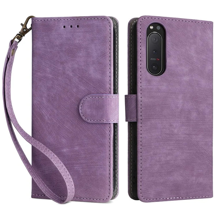 For Sony Xperia 5 II Case Wallet PU Leather Stand RFID Blocking Phone Cover with Strap