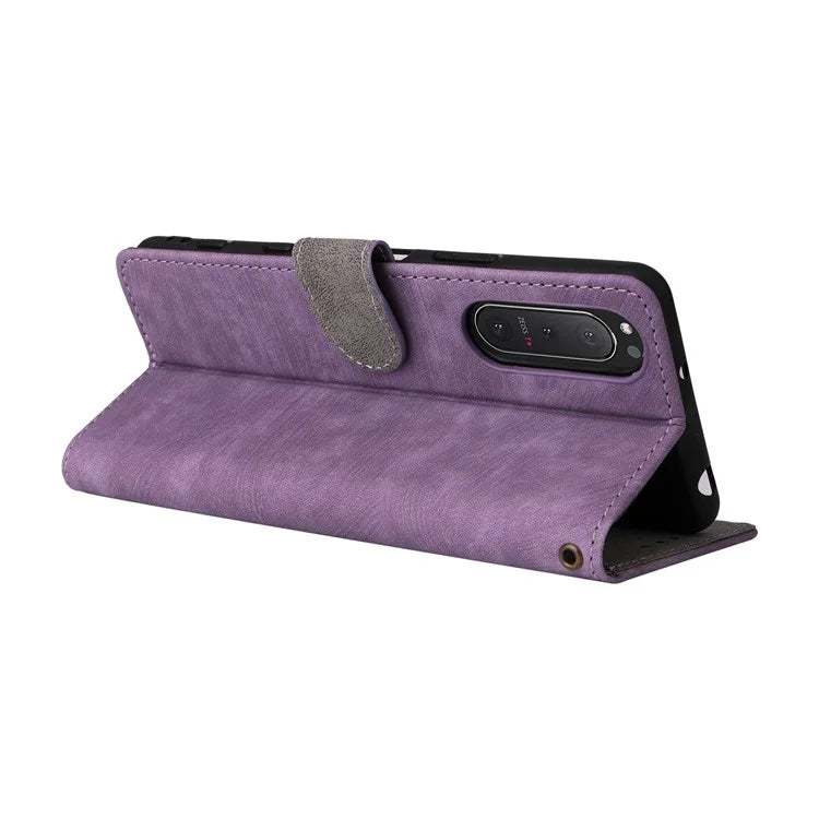For Sony Xperia 5 II Case Wallet PU Leather Stand RFID Blocking Phone Cover with Strap