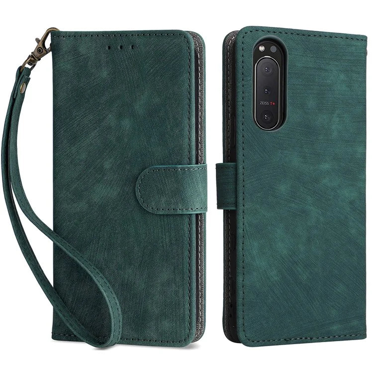 For Sony Xperia 5 II Case Wallet PU Leather Stand RFID Blocking Phone Cover with Strap