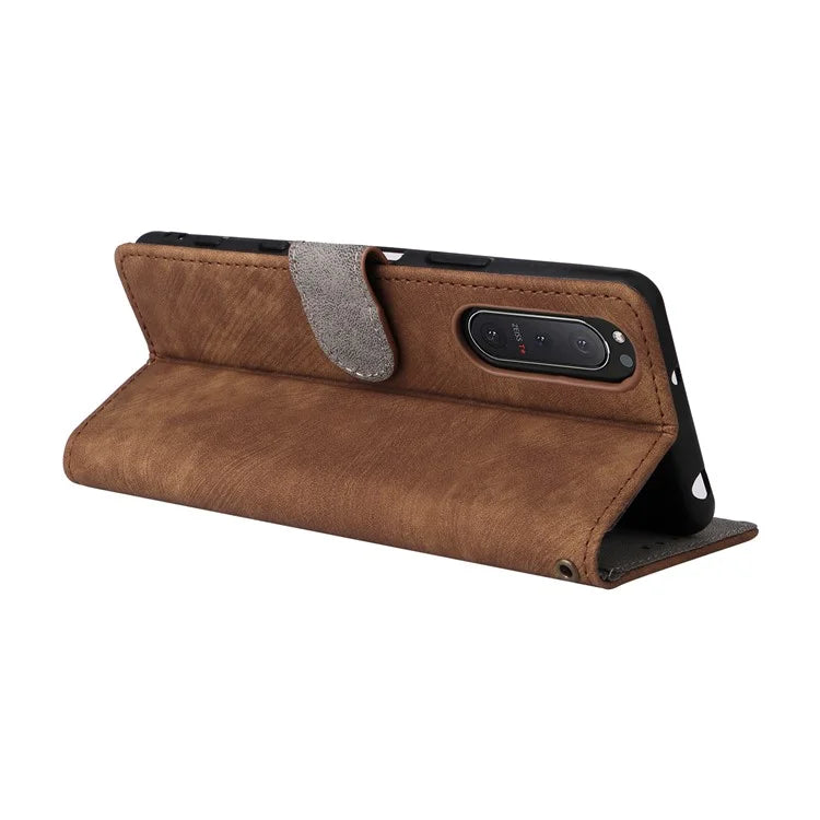 For Sony Xperia 5 II Case Wallet PU Leather Stand RFID Blocking Phone Cover with Strap