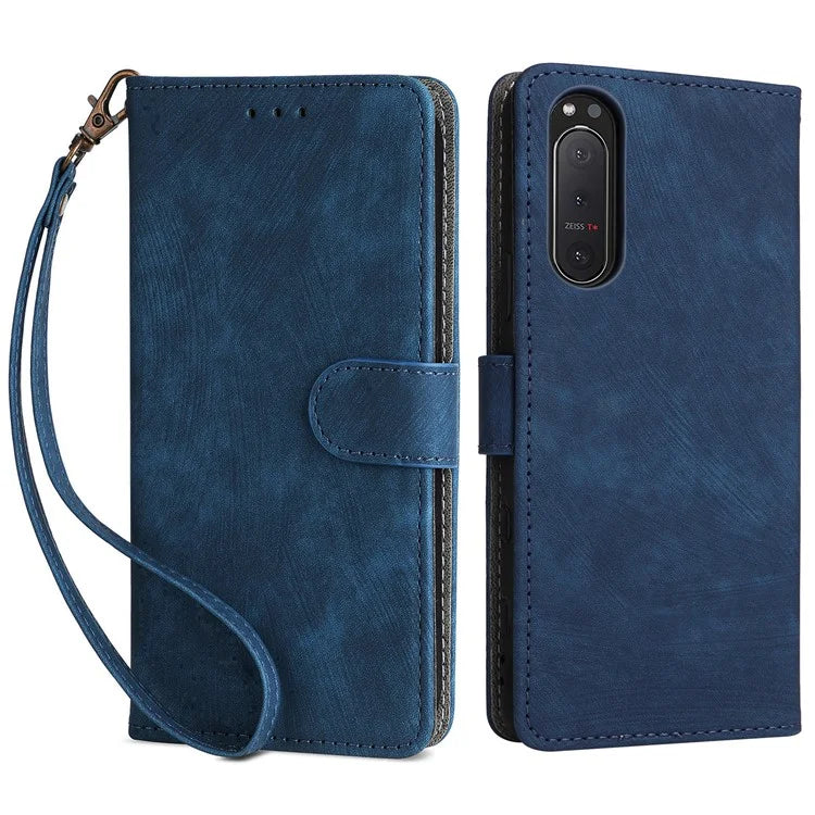 For Sony Xperia 5 II Case Wallet PU Leather Stand RFID Blocking Phone Cover with Strap