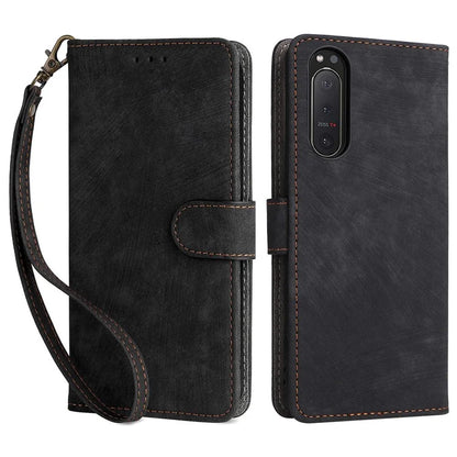 For Sony Xperia 5 II Case Wallet PU Leather Stand RFID Blocking Phone Cover with Strap