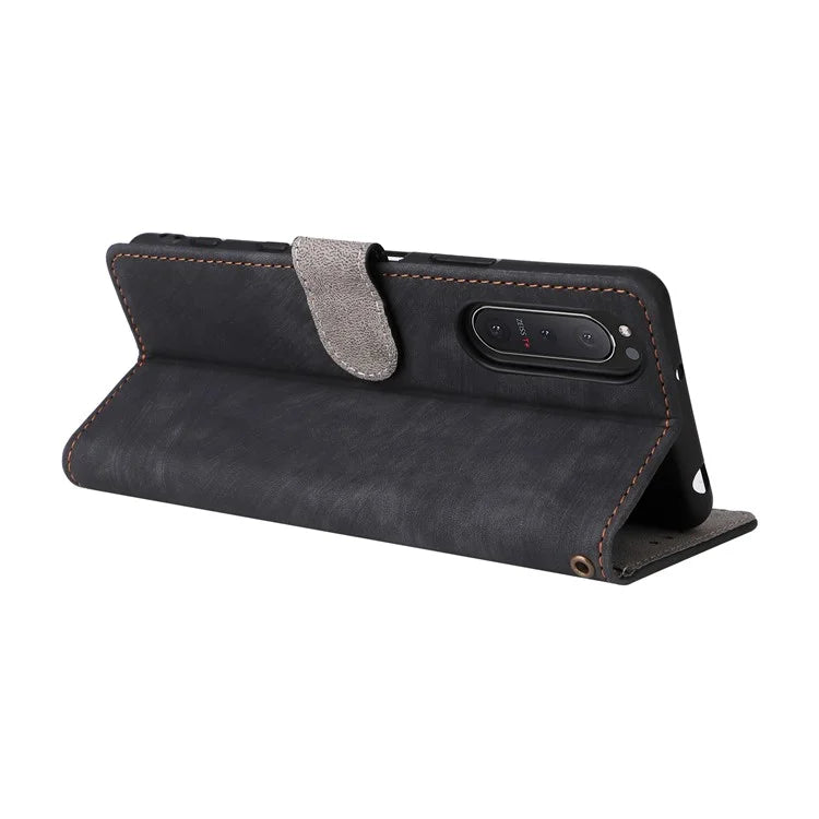 For Sony Xperia 5 II Case Wallet PU Leather Stand RFID Blocking Phone Cover with Strap