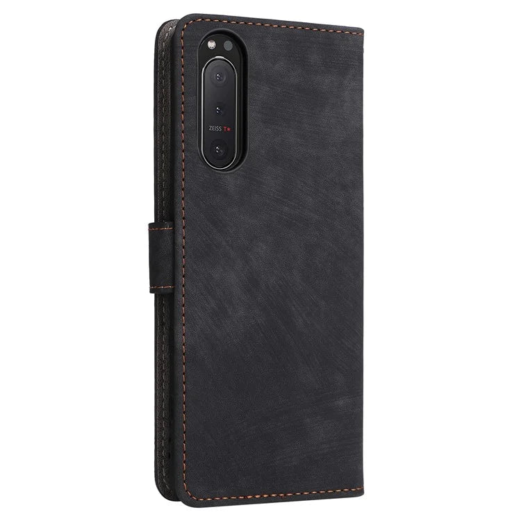 For Sony Xperia 5 II Case Wallet PU Leather Stand RFID Blocking Phone Cover with Strap