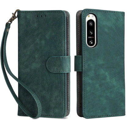 For Sony Xperia 5 IV 5G Case PU Leather Stand Phone Cover RFID Blocking Wallet with Strap