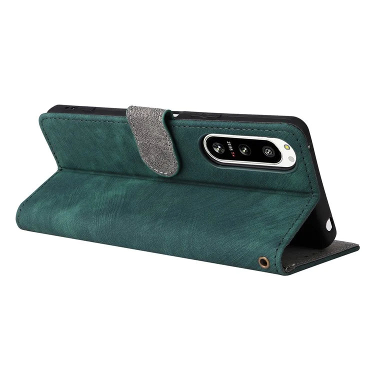 For Sony Xperia 5 IV 5G Case PU Leather Stand Phone Cover RFID Blocking Wallet with Strap