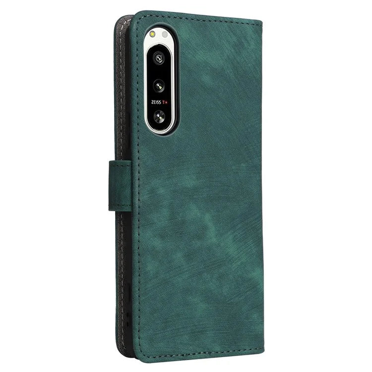 For Sony Xperia 5 IV 5G Case PU Leather Stand Phone Cover RFID Blocking Wallet with Strap
