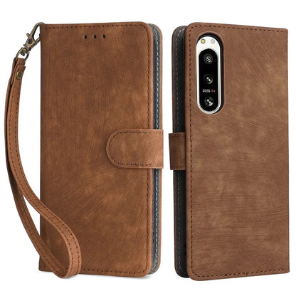 For Sony Xperia 5 IV 5G Case PU Leather Stand Phone Cover RFID Blocking Wallet with Strap