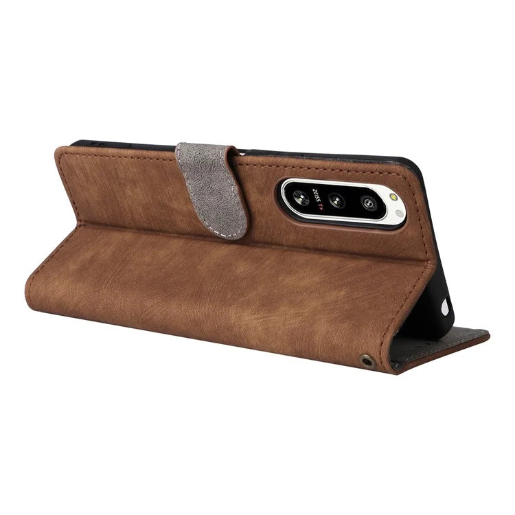 For Sony Xperia 5 IV 5G Case PU Leather Stand Phone Cover RFID Blocking Wallet with Strap