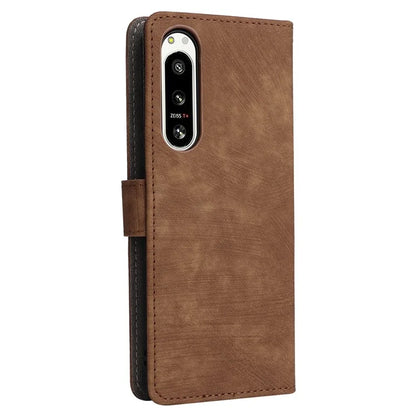 For Sony Xperia 5 IV 5G Case PU Leather Stand Phone Cover RFID Blocking Wallet with Strap